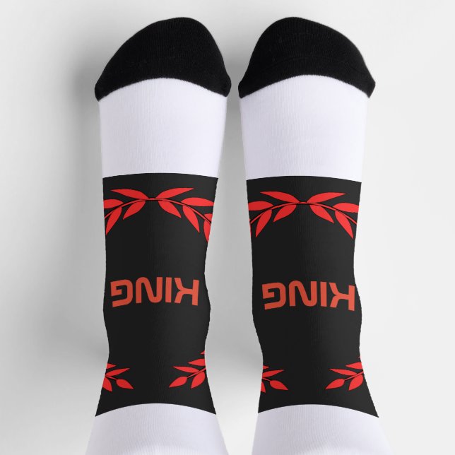 KING Text Printed Style Nachhaltige Premium Crew Socken (Oben)