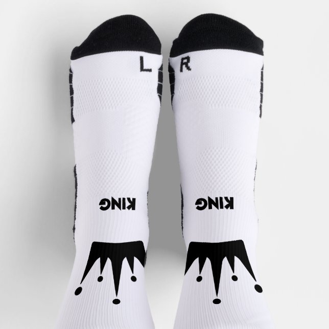 KING Text Schwarze Krone Bild gedruckt Stilvoll Socken (Oben)