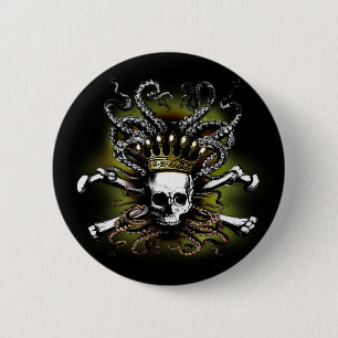 King Tintenfisch Skull Button