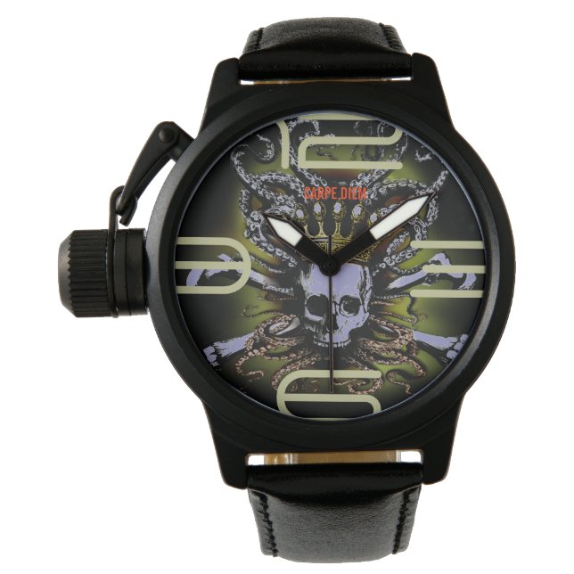 King Tintenfisch Skull Carpe Diem Watch Armbanduhr (Vorderseite)