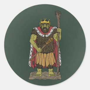 King Troll Runder Aufkleber