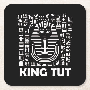 King tut pharaoh egyptian Hieroglyphe Alphabet Rechteckiger Pappuntersetzer