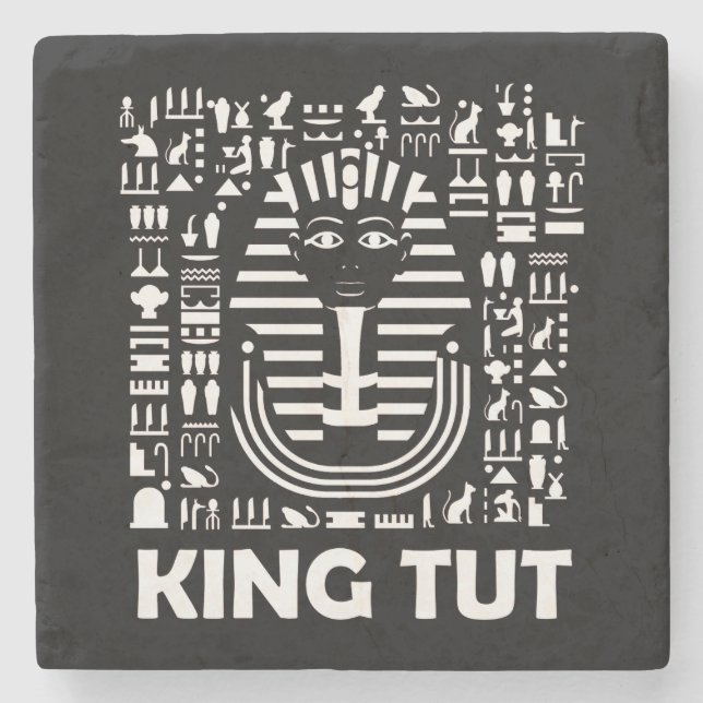 King tut pharaoh egyptian Hieroglyphe Alphabet Steinuntersetzer (Vorderseite)