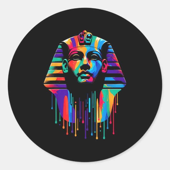 King Tut. Tutankhamun Minimalist Vibrant Style Chr Runder Aufkleber (Vorderseite)