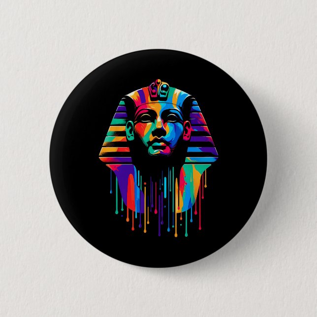 King Tut. Tutankhamun Minimalistisch Vibrant Style Button (Vorderseite)