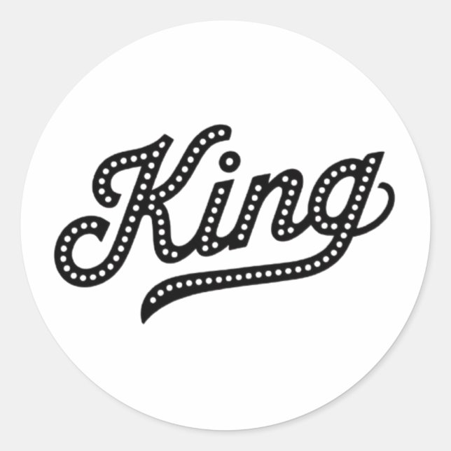 King Typography elegant Design Runder Aufkleber (Vorderseite)