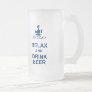 King Vater Spaß Relax und trinken Bier blauen Bier Mattglas Bierglas