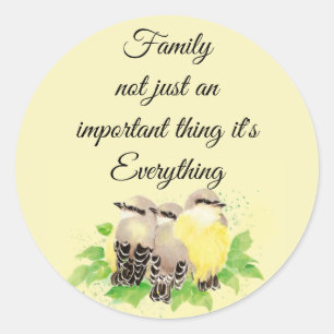 Kingbird Inspiration Family Quote Art Runder Aufkleber