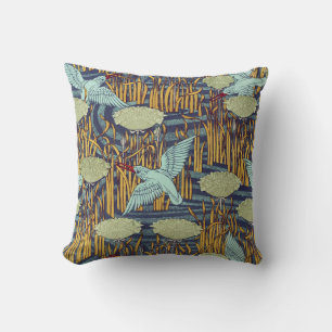 KINGFISCHER UND BLUMENDE RUSSISCHE Jugendstil-Flor Kissen