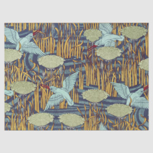 KINGFISCHER UND BLUMENDE RUSSISCHE Jugendstil-Flor Seidenpapier