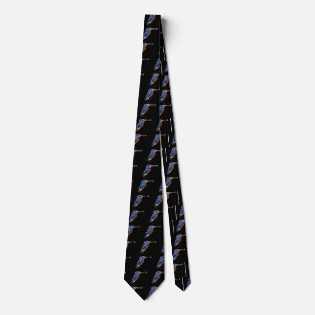 KINGFISCHEREI, Electric Blue, Black Krawatte (Vorderseite)