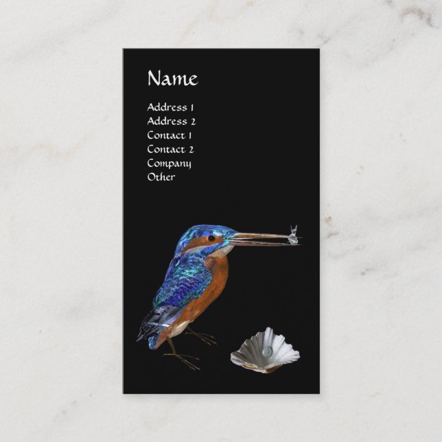 KINGFISCHERMONOGRAM , Electric Blue, Black, Pearl Visitenkarte (Vorderseite)