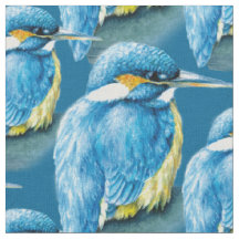 Kingfisher Aquarellvogel mit blauem Stoff