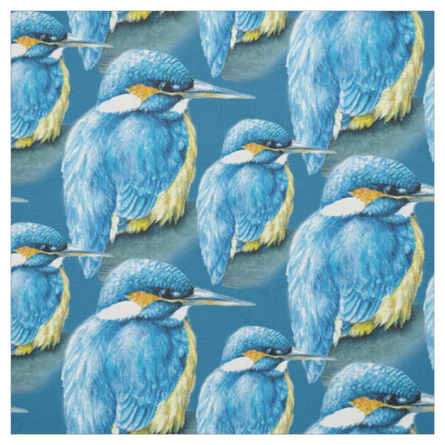 Kingfisher Aquarellvogel mit blauem Stoff (Muster)