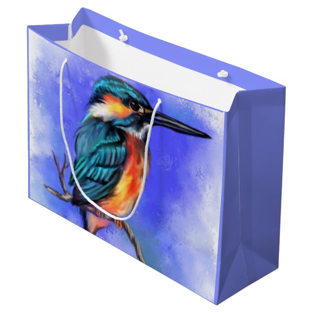 Kingfisher Bird Geschenktasche Große Geschenktüte (Vorderseite Schrägansicht)