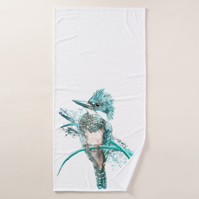 Kingfisher Bird Graphic Art Wildlife Animal Art Badehandtuch (Badehandtuch)