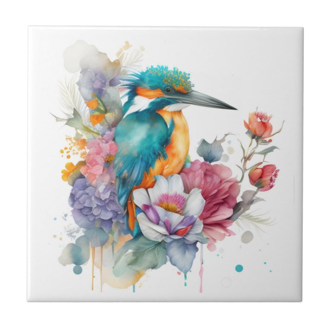 Kingfisher Bird Tile Fliese (Vorderseite)