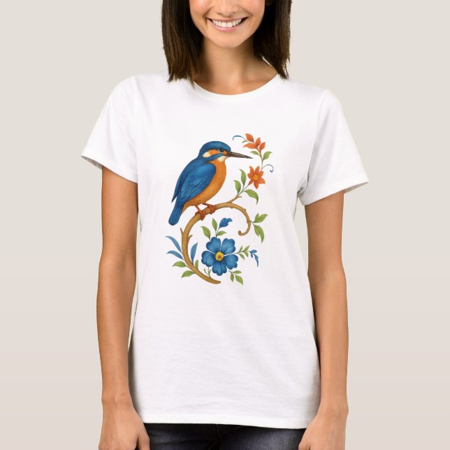 Kingfisher bird Vintag Porcelaine T-Shirt (Vorderseite)