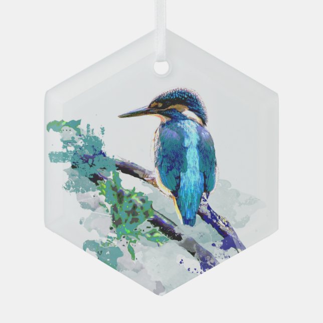 Kingfisher Bird Wilhelm Tell Ornament Aus Glas (Vorderseite)
