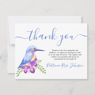 Kingfisher Blue Bird Funeral Merci Note Card