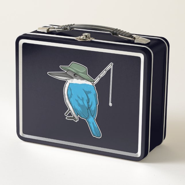 Kingfisher Fisher Angelrute Metall Brotdose (Vorderseite)