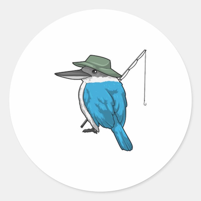 Kingfisher Fisher Angelrute Runder Aufkleber (Vorderseite)