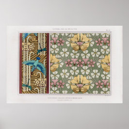 Kingfisher, Libellen und blühende Rushes Poster