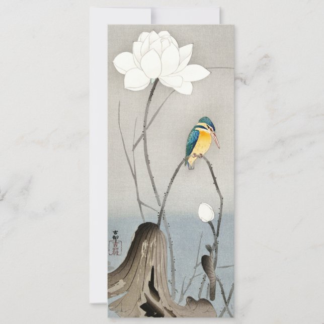 Kingfisher mit Lotus Blume - Ohara Koson - Karte (Vorderseite)