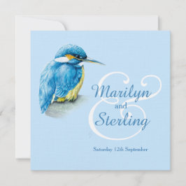 Kingfisher oiseau bleu carré invitations mariage