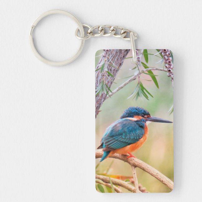 Kingfisher Perched auf Branch Schlüsselanhänger (Vorderseite)