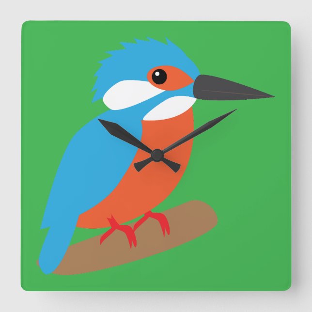 Kingfisher Quadratische Wanduhr (Vorderseite)