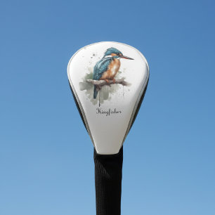 Kingfisher sitzend auf einem Ast in Aquarellfarbe Golf Headcover