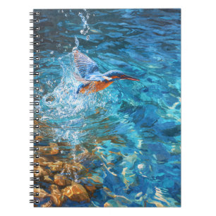 Kingfisher Splashing Clear Blue Water Art Notizblock