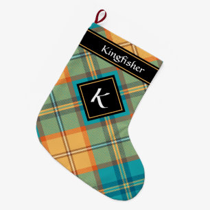 Kingfisher Tartan Christmas Strumpf Großer Weihnachtsstrumpf