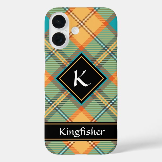Kingfisher Tartan iPhone 16 Hülle (Rückseite)