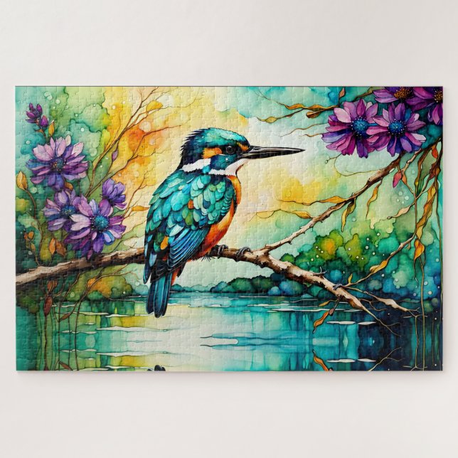 Kingfisher über Wildblumen (Horizontal)