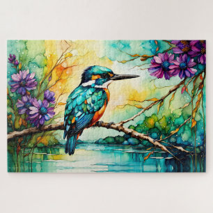 Kingfisher über Wildblumen