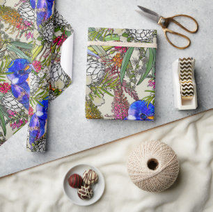 Kingfisher und einheimische australische Blume Geschenkpapier