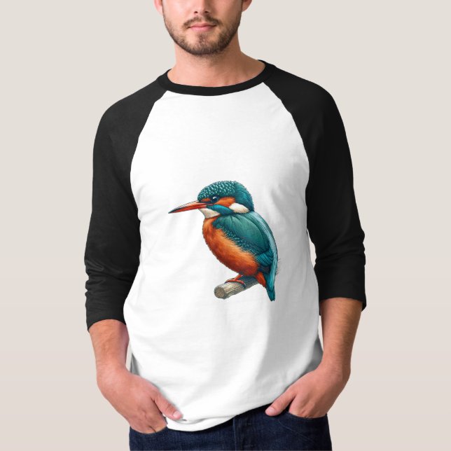 Kingfisher Vogel Basic 3/4 Sleeve Raglan T - Shirt (Vorderseite)