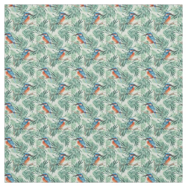 Kingfisher Vögel und Blätter Stoff (Muster)
