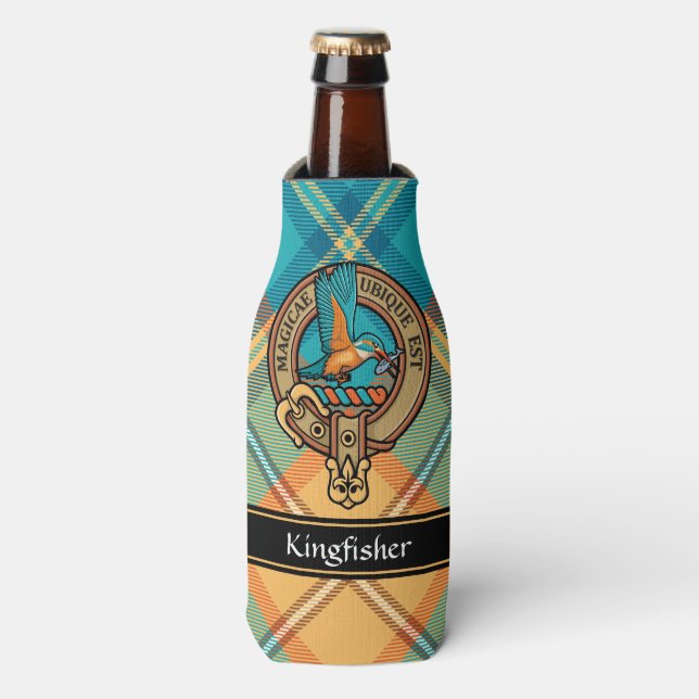 Kingfisher Wappen über Tartan Flasche Cooler Flaschenkühler (Flaschenvorderseite)