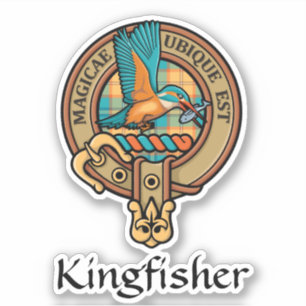 Kingfisher Wappen über Tartan Sticker