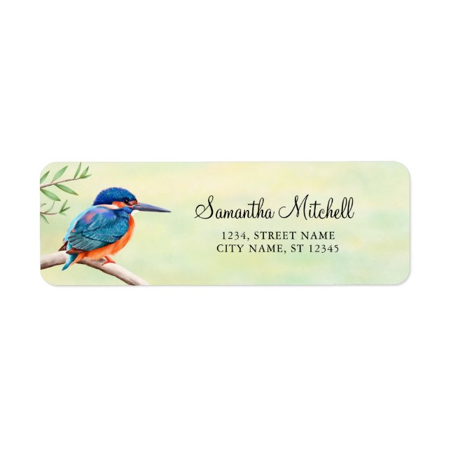 Kingfisher Watercolor Blue Orange Bird (Vorne)