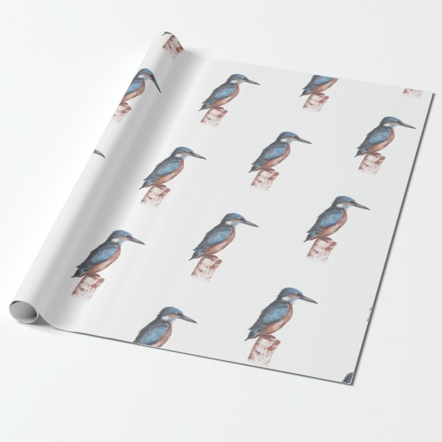 Kingfisher Watercolor Geschenkpapier (Ungerollt)