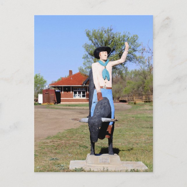 Kingman, Kansas, Bullrider Statue Postkarte (Vorderseite)