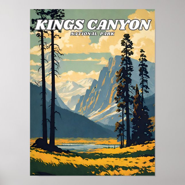 Kings Canyon National Park Illustration Retro Clas Poster (Vorne)