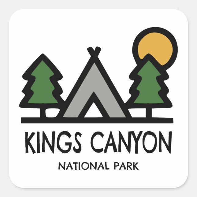 Kings Canyon National Park Quadratischer Aufkleber (Vorderseite)