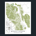 Kings Canyon National Park Retro Street Karte Poster<br><div class="desc">Kings Canyon National Park Retro Street Karte</div>