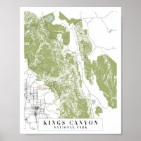 Kings Canyon National Park Retro Street Karte