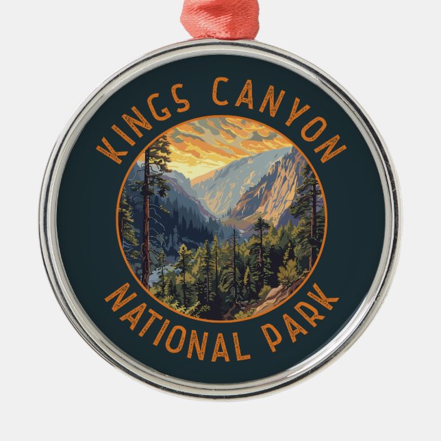 Kings Canyon Nationalpark Retro Distressed Circle Ornament Aus Metall (Vorne)